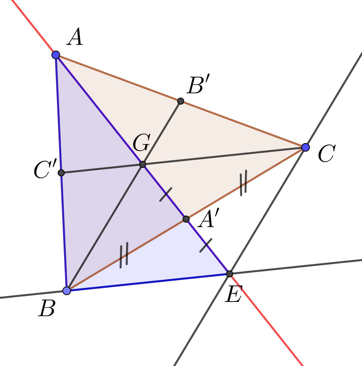 Démonstration 4ème. Les trois médianes sont concourantes dans un