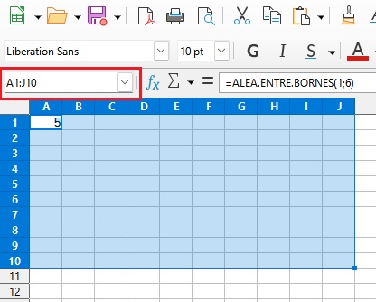 Simulation de lancers d'un dé parfaitement équilibré