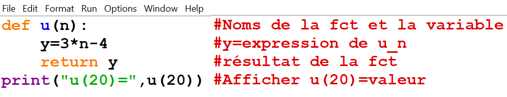 Suite numérique définie par un algorithme en fonction de $n$