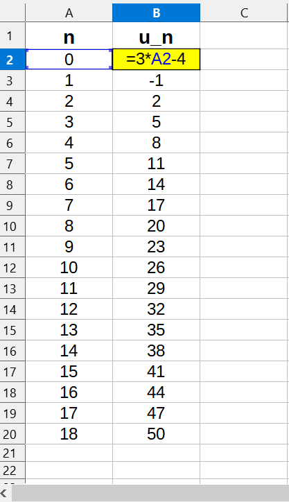 Calcul de valeurs d'une suite numérique définie dans un tableur ou sur Geogebra. Suites explicites et suites récurrentes.